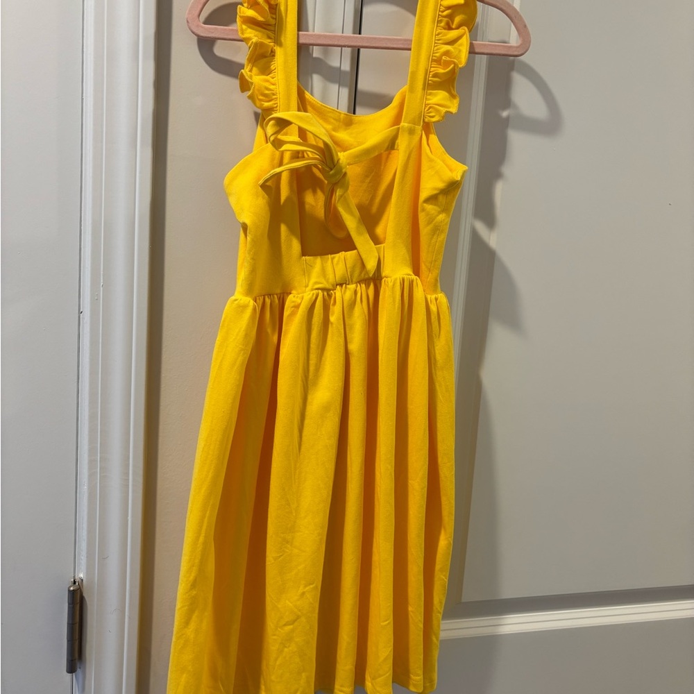 Girls Yellow Ruffle Strap Summer Dress